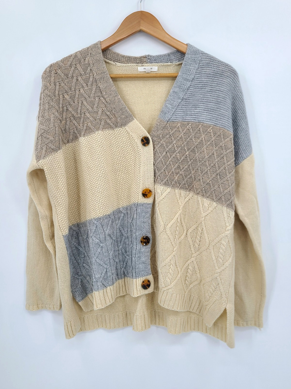 Maurices Patchwork Cable Knit Cardigan Sweater Grandmacore Cottagecore Size M